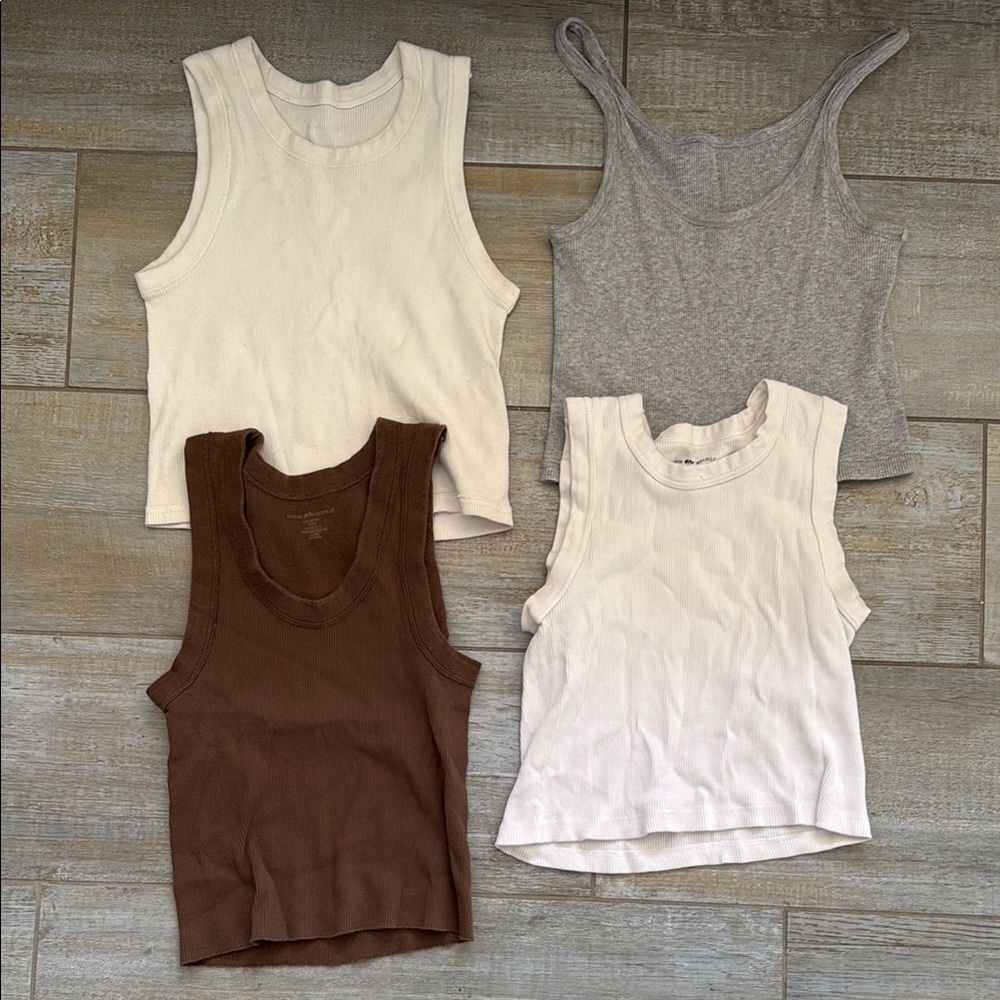 Women's BRANDY MELVILLE Tops Set - White, Gray, Brown